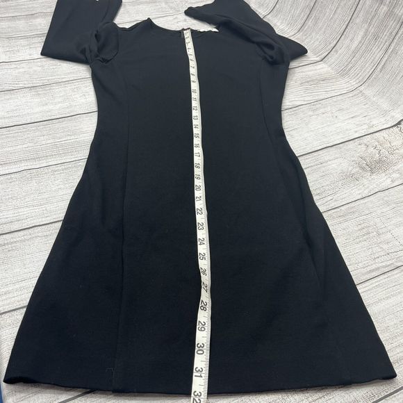 Aritzia Wilfred Black Scriva Sheath Dress Bell Sleeves LBD Ponte Knit Size S - Picture 7 of 8